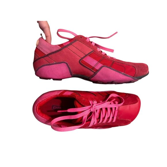 Vintage Y2K Diesel Archive Aquila Lace Up Tennis Shoes Womens 9 Pink Red Suede - Picture 2 of 16